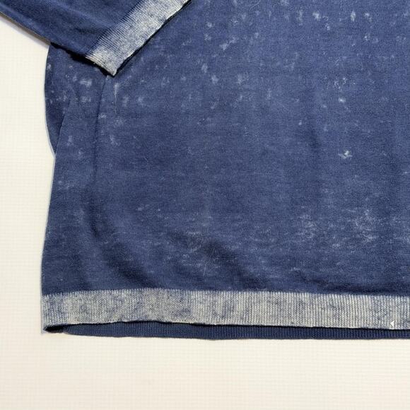 Autumn Cashmere Sweater Mens Large Blue Cotton Cashmere Crewneck Lightweight - Picture 4 of 11